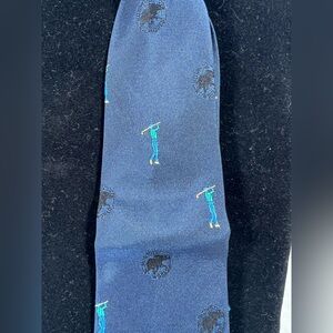 Hunting World Blue Golfer & Elephant Silk Tie